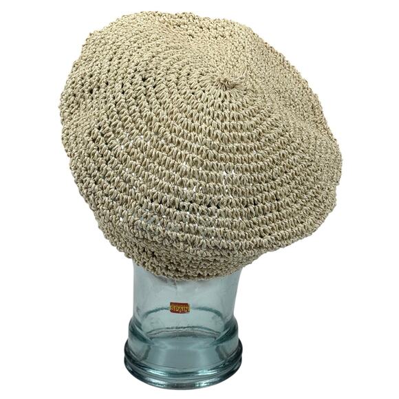 Karl Lagerfeld Paris Woven Straw French Girl Beret Cap Hat in Natural OS NWT - Picture 6 of 10